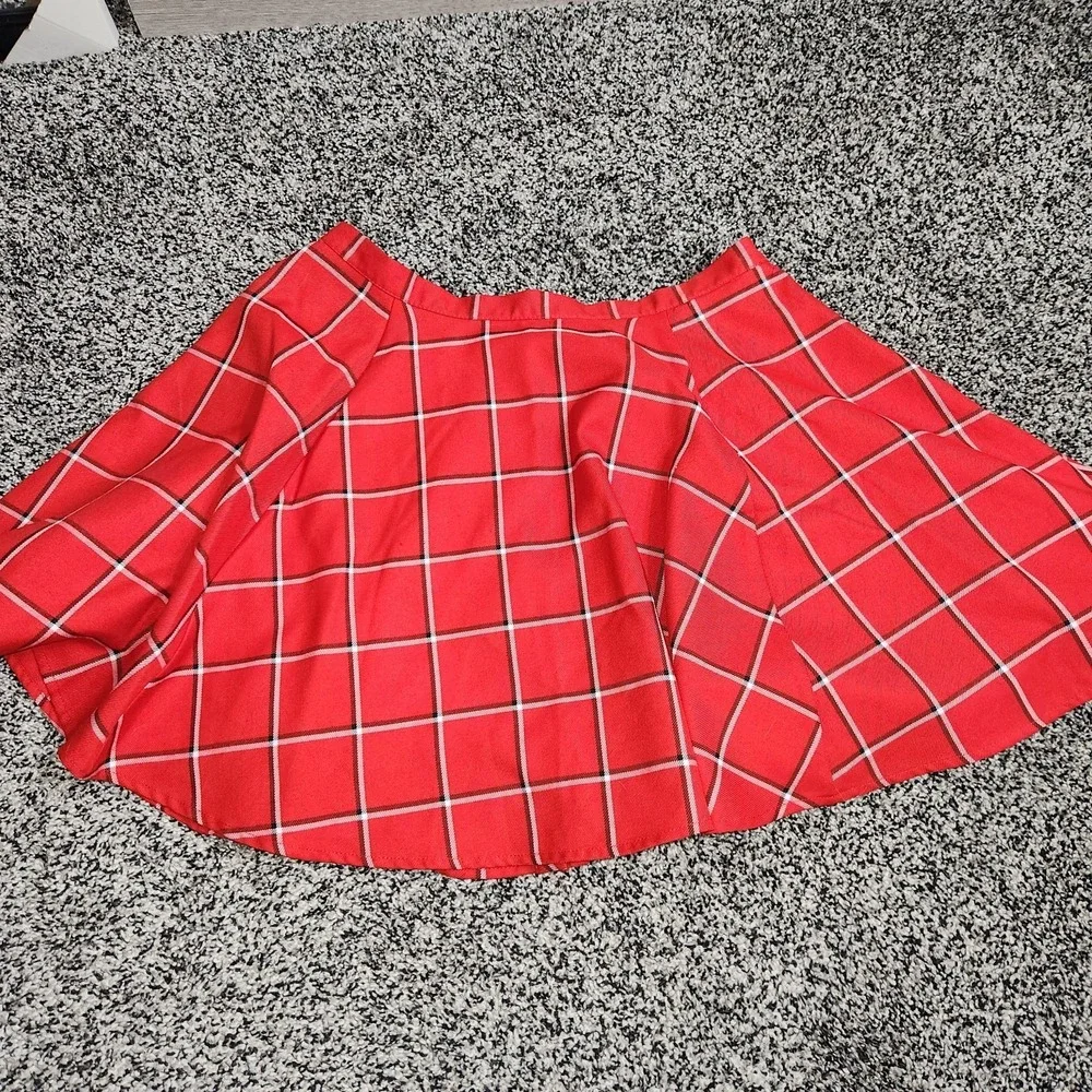 DIXXON Daytona Nascar RED PLAID CHECKERED PEARL SNAP SKIRT Punk Emo Skater Y2k M